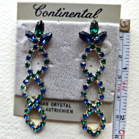 VTG💫Austrian Crystal Post Dangle Earrings - Picture 3 of 8